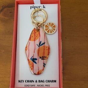 PIPER K La Dolce Vida Orange Design Key Chain/Bag Charm